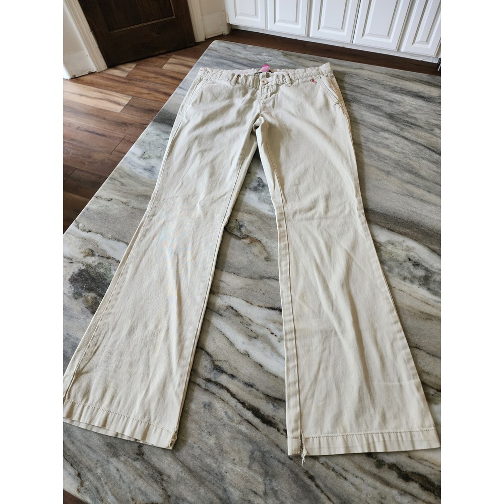 VTG Y2K GLO Jeans Khaki Flare Leg Low Rise Pants Preppy Casual Indie